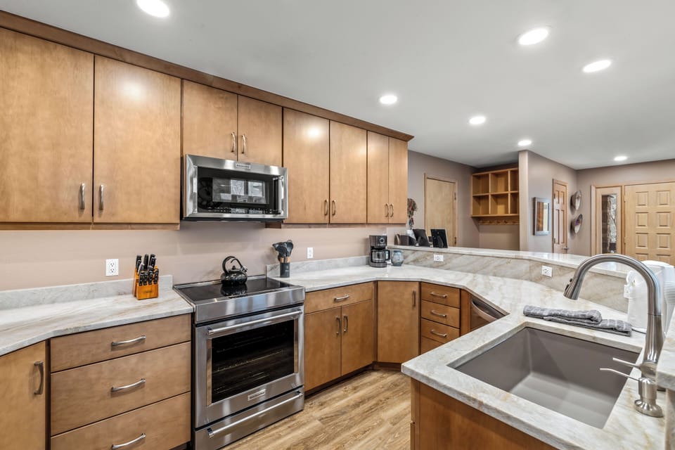 All new cabinets, countertops, and induction stove