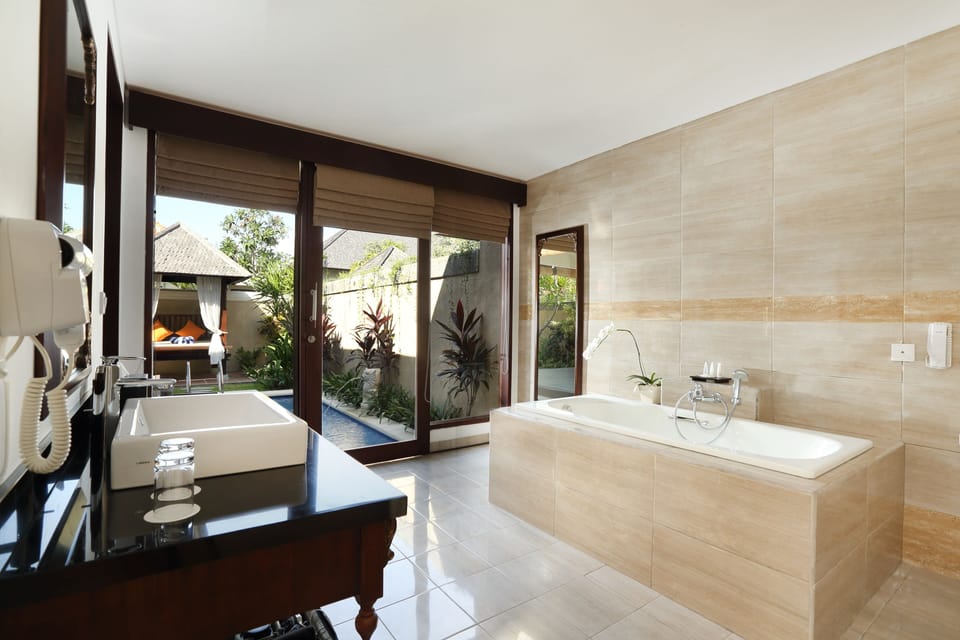 Villa, 1 Bedroom, Private Pool (Free Shuttle to Seminyak Village) | Bathroom | Separate tub and shower, deep soaking tub, free toiletries, hair dryer