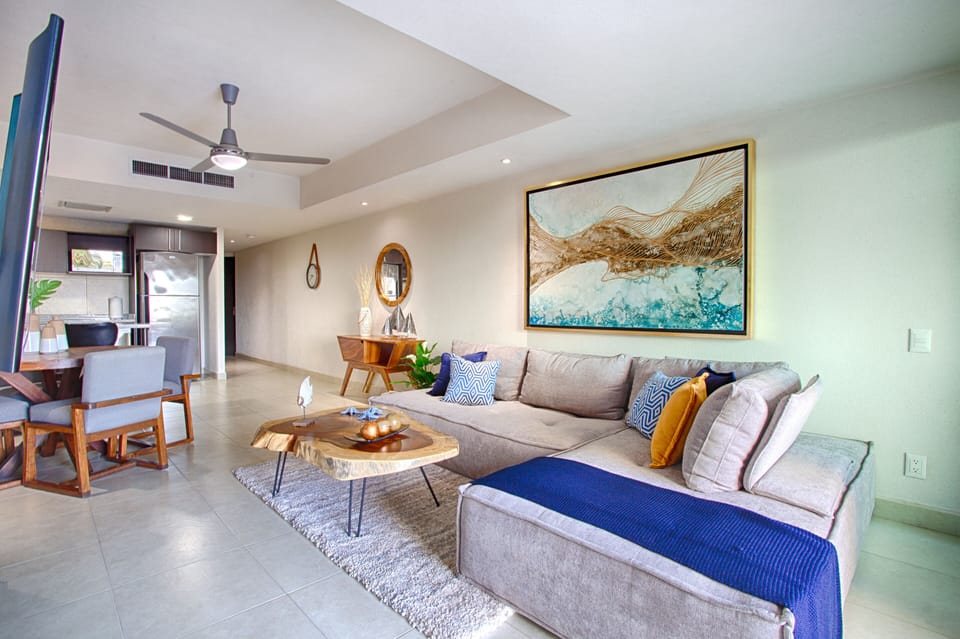 Comfortable sectional sofa in living area