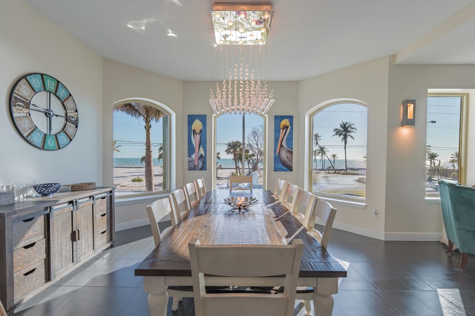 Gather around the stunning dining table that seats up to 10.