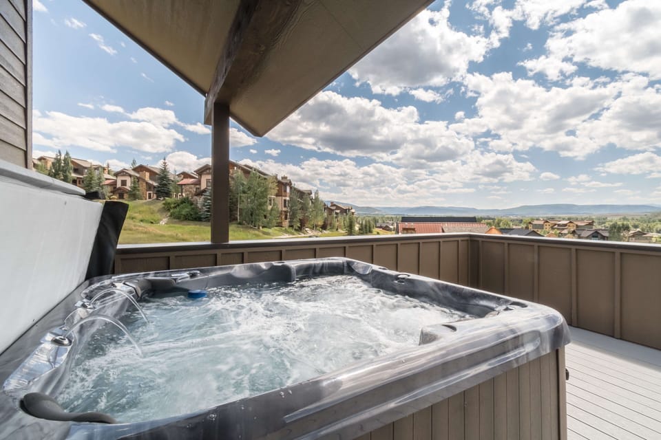 Enjoy the bubbling hot tub year round
