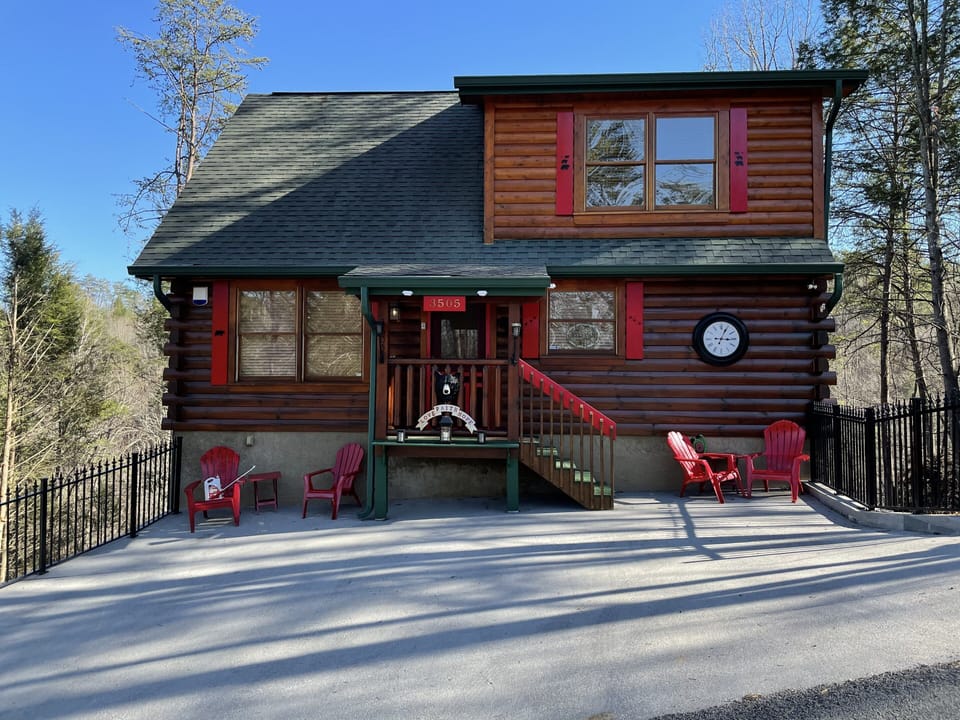 The front of your cabin! Construction complete, new home to left now. Pics soon