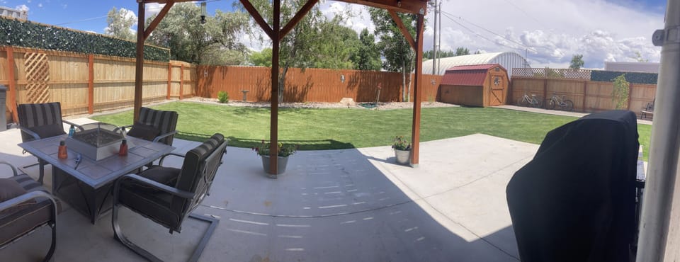 Horrible pano of the backyard