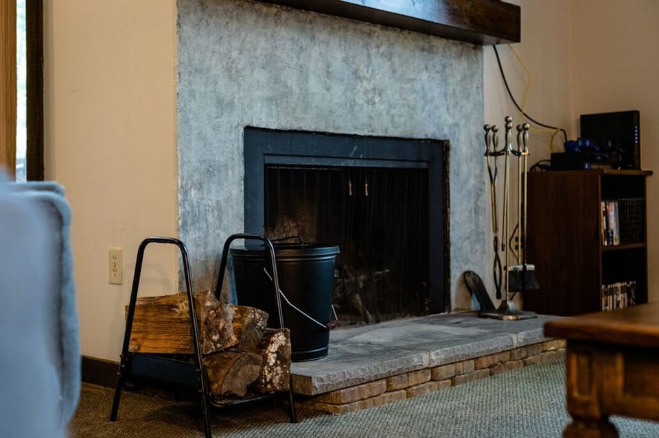 Wood burning fireplace for guest use