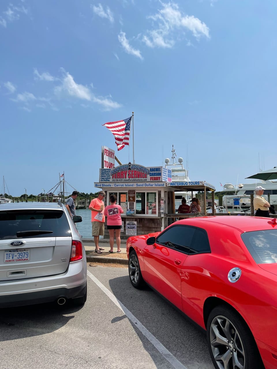 This booth is to the left, facing the water side on Front Street.