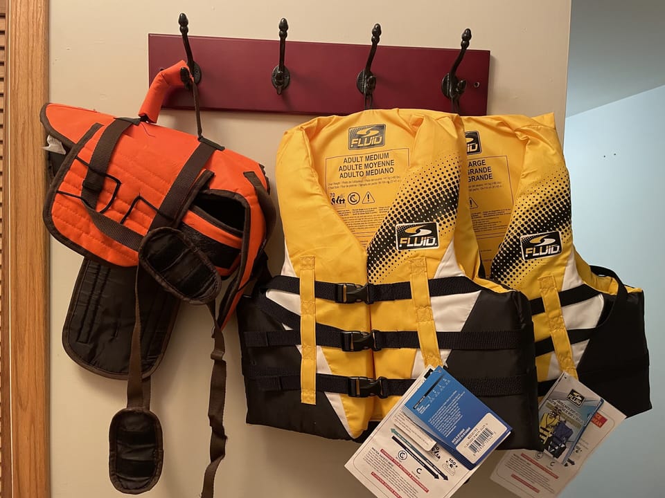 More life jackets, including 1 for the dog