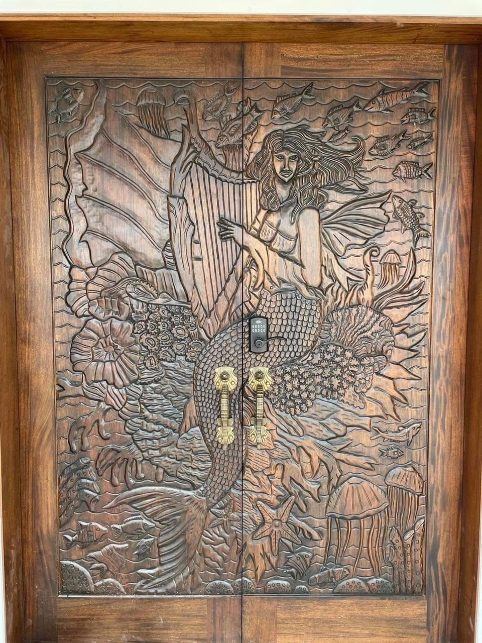 Front door entrance with keyless entry.