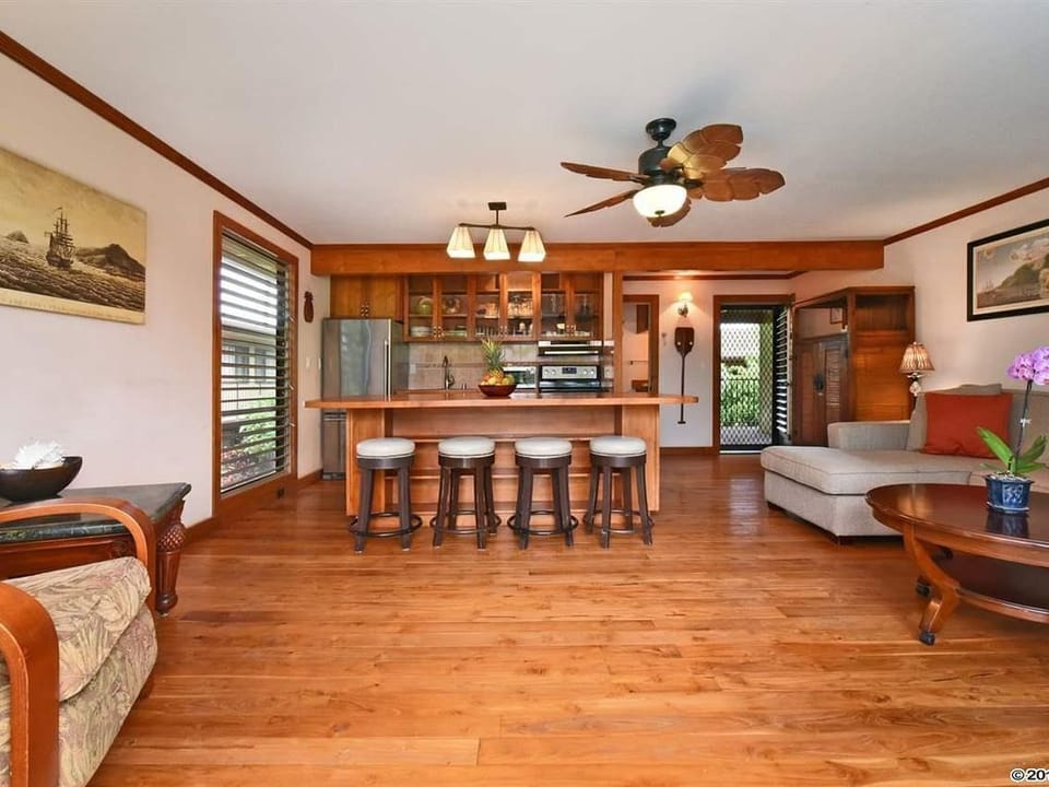 Plenty of seating at kitchen island.