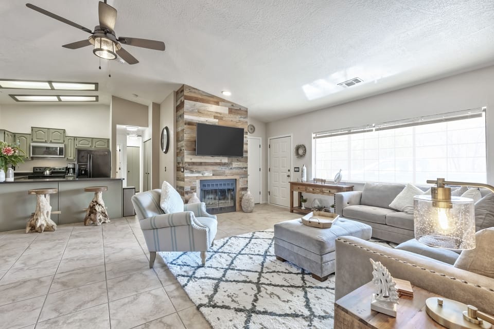 Luxury House | Living area | 60-inch Smart TV with digital channels, TV, fireplace