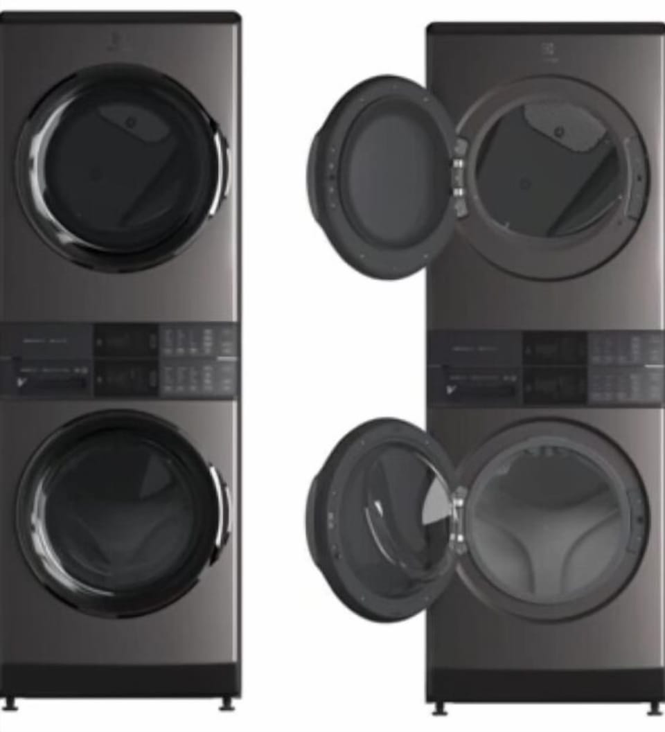 Washer and dryer, also has a steamer.