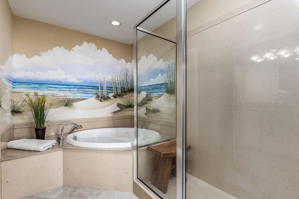 Jetted tub with separate shower