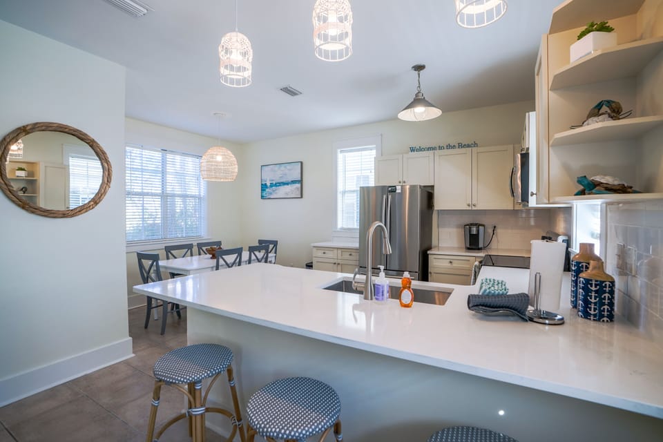 Kitchen with bar seating 