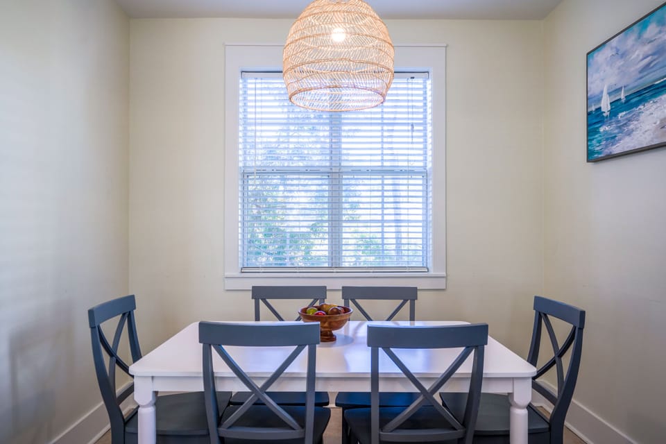 Dining room table with enough room for the whole family. 