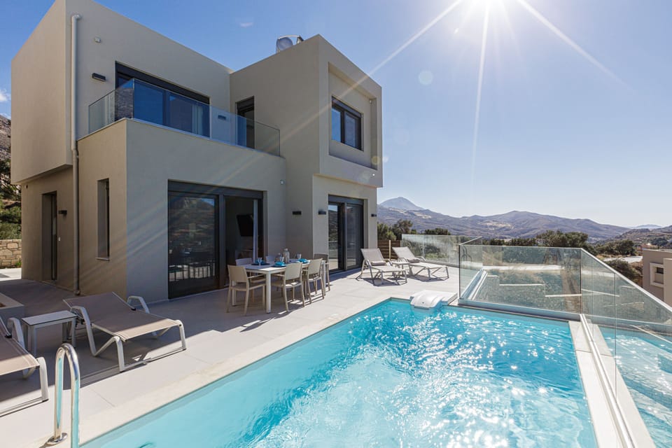 The 100m2 villa is spread throughout two floors