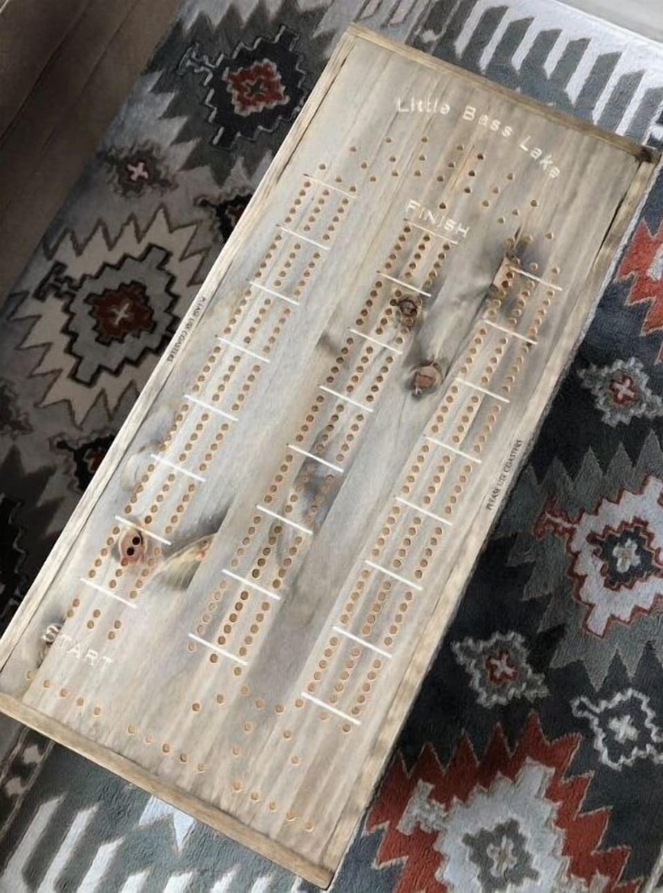 Cribbage board coffee table. 