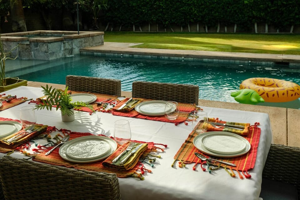 Patio with outdoor dining table for 6