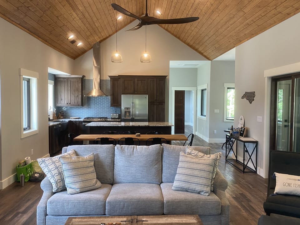 Upstairs living, kitchen 