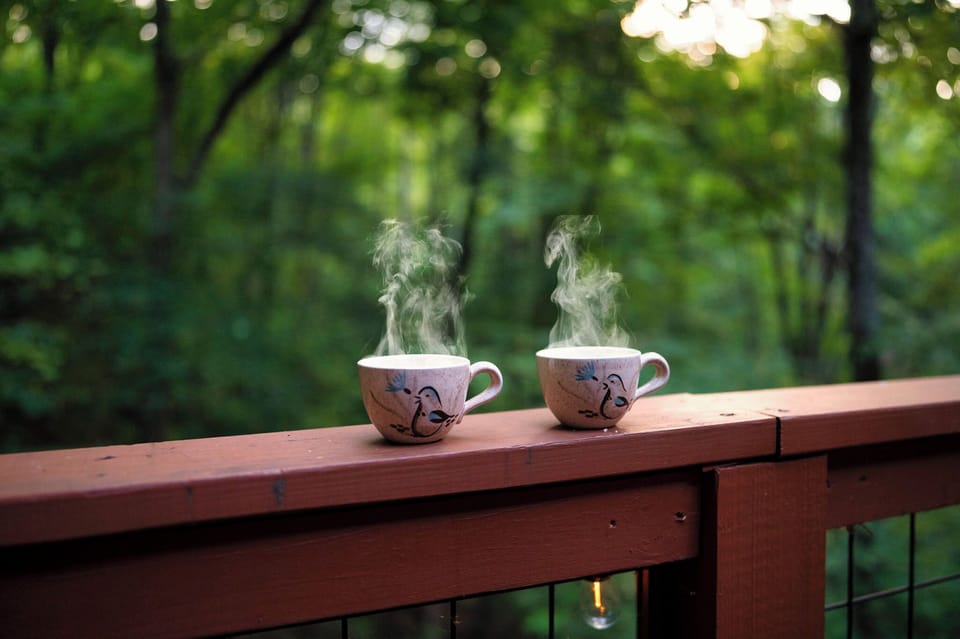 Enjoy your morning beverage on the deck surrounded by nature.