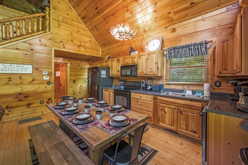 Dining table with seating for 8.