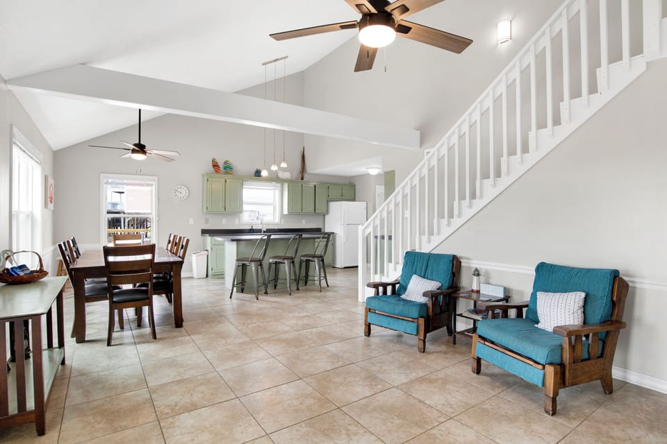 Dining room and kitchen