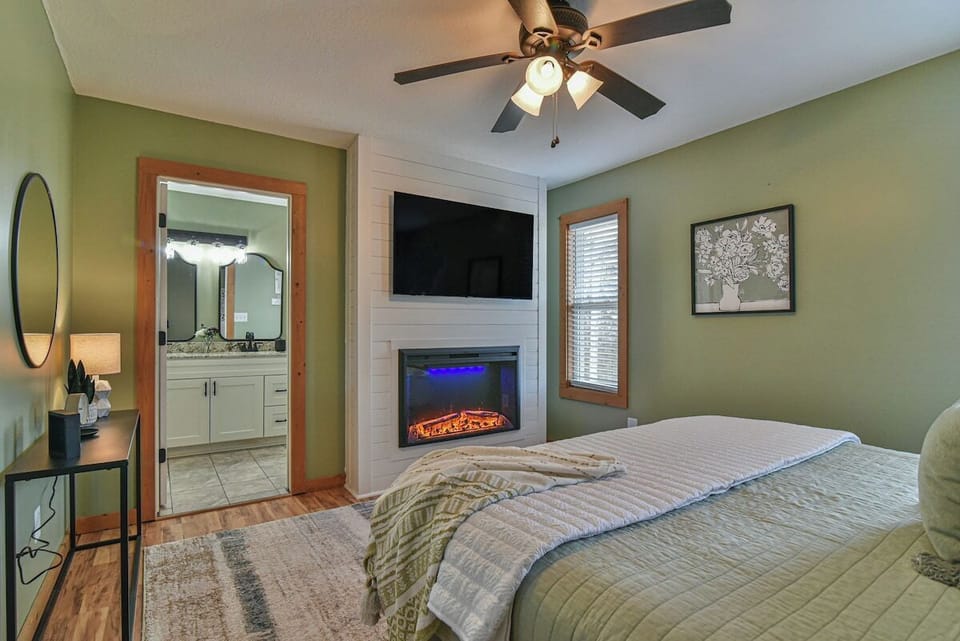 2nd Master Bedroom with 55" HDTV, fireplace, and full bathroom