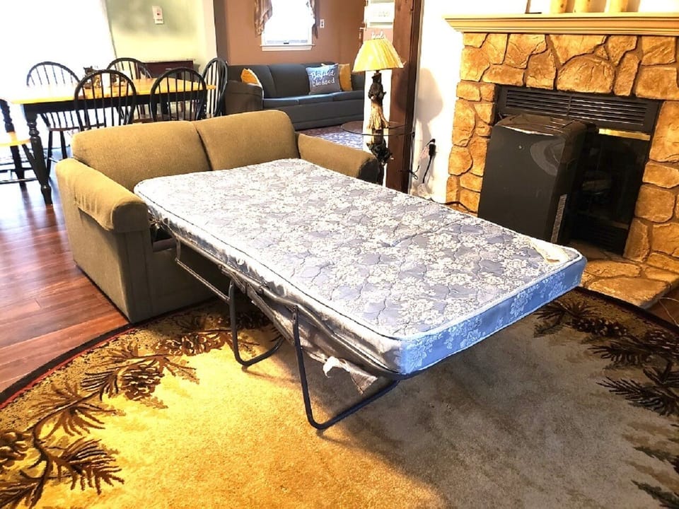 Love Seat Sofa Bed in Common Area (Bedding Provided)