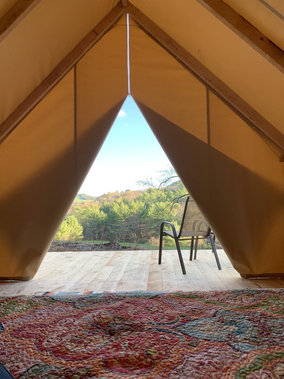 View from inside the tent at wedding Hill