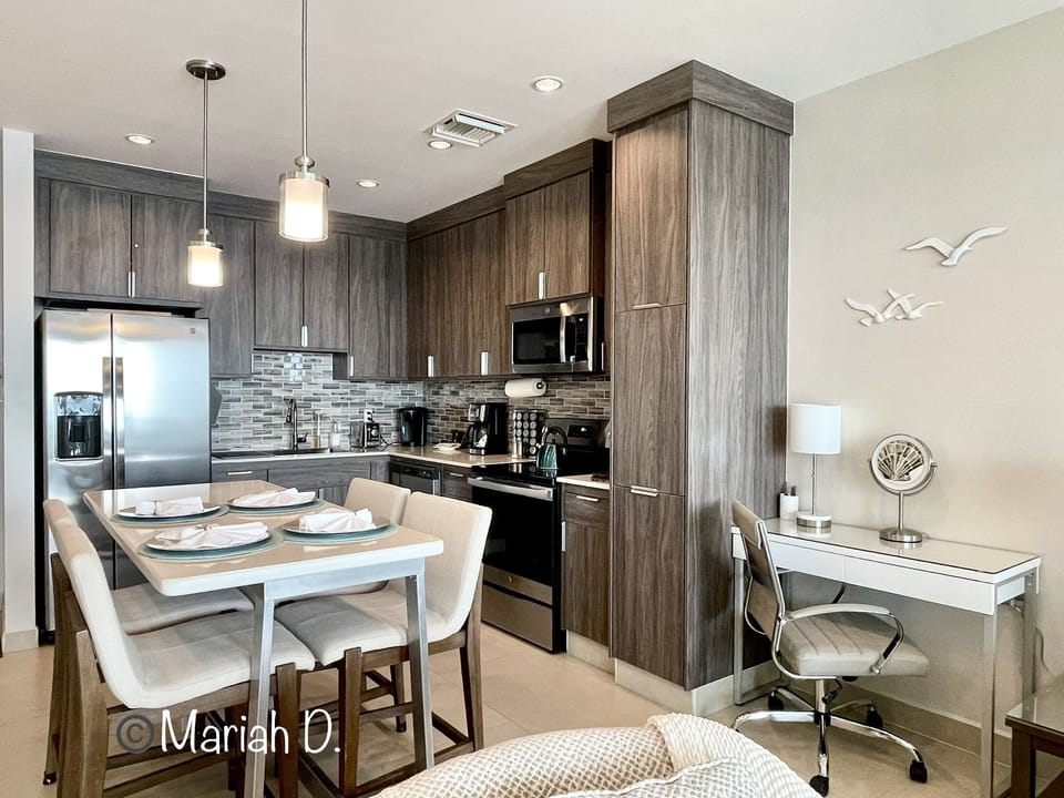 Kitchen is stocked with all cooking and baking needs, Coffee maker, Keurig...