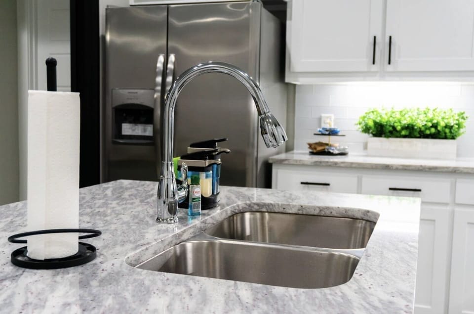 Full kitchen provides essentials such as soap! 