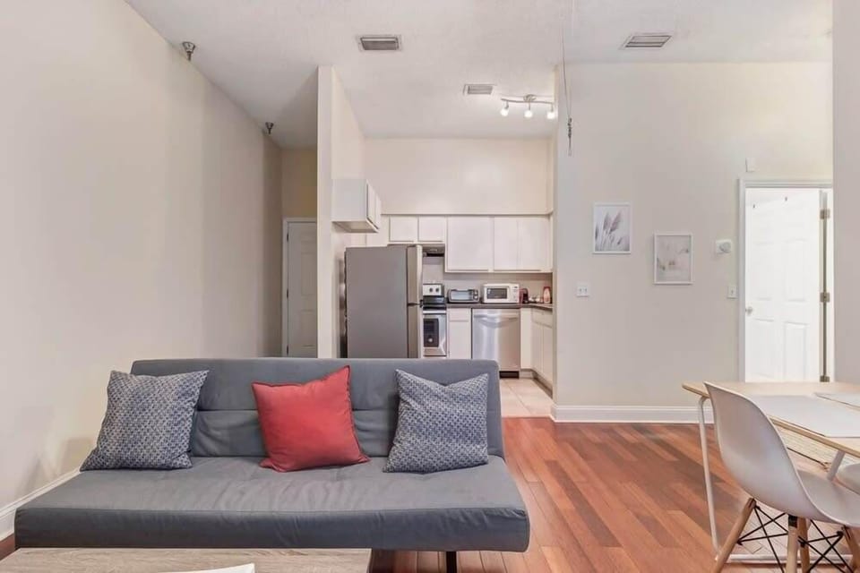 Enjoy your cozy living room and fully equipped kitchen