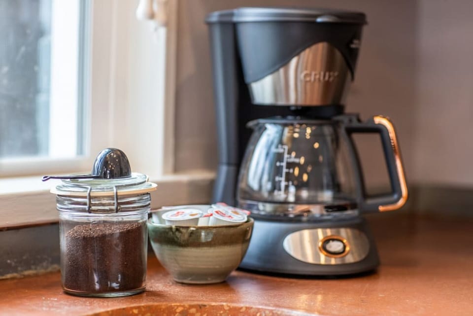 Complimentary coffee, tea and creamers.