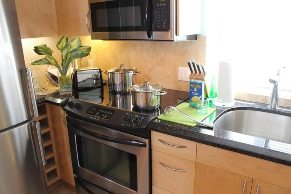 All stainless steel appliances, deep sink and dishwasher not pictured. 
