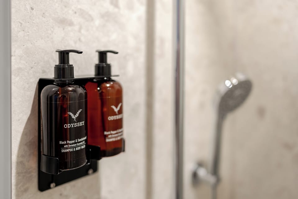 Free toiletries, hair dryer, towels