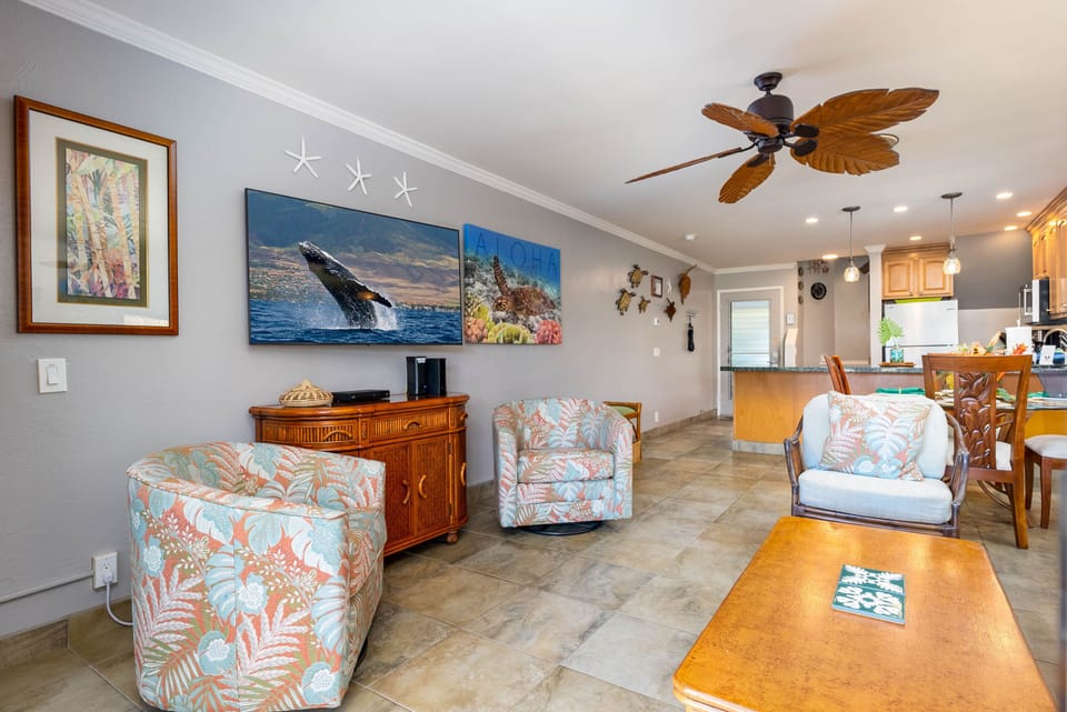 Living area with sitting area and flat screen smart tv