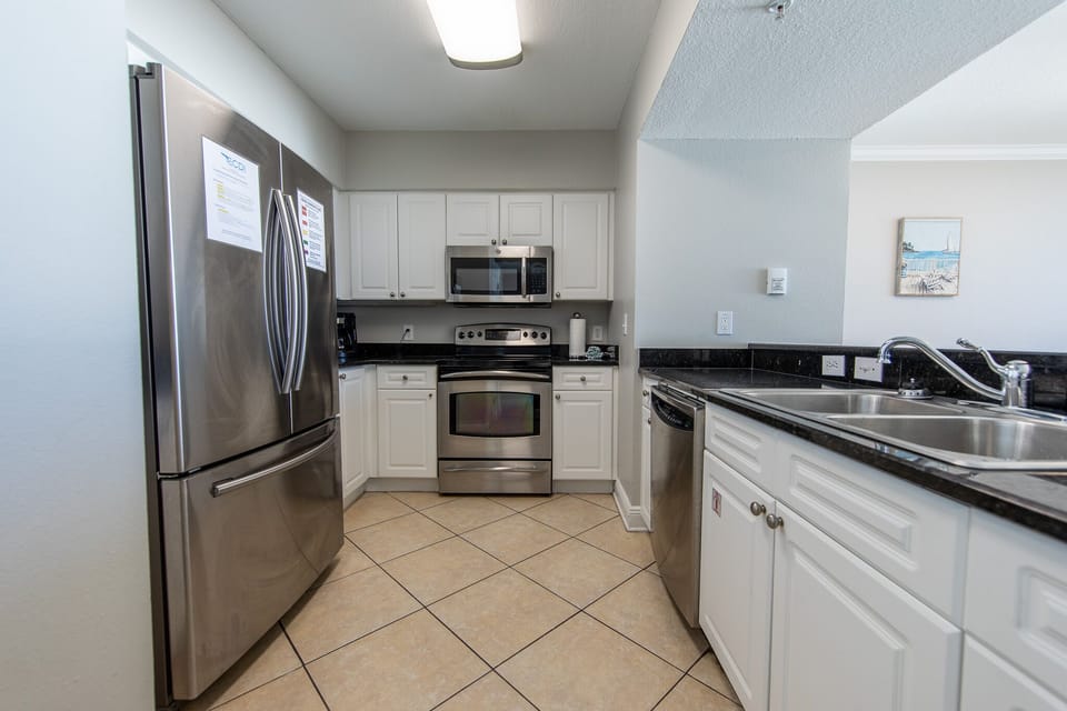 Fully stocked kitchen.