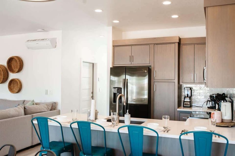 Stylish modern kitchen with bar seating