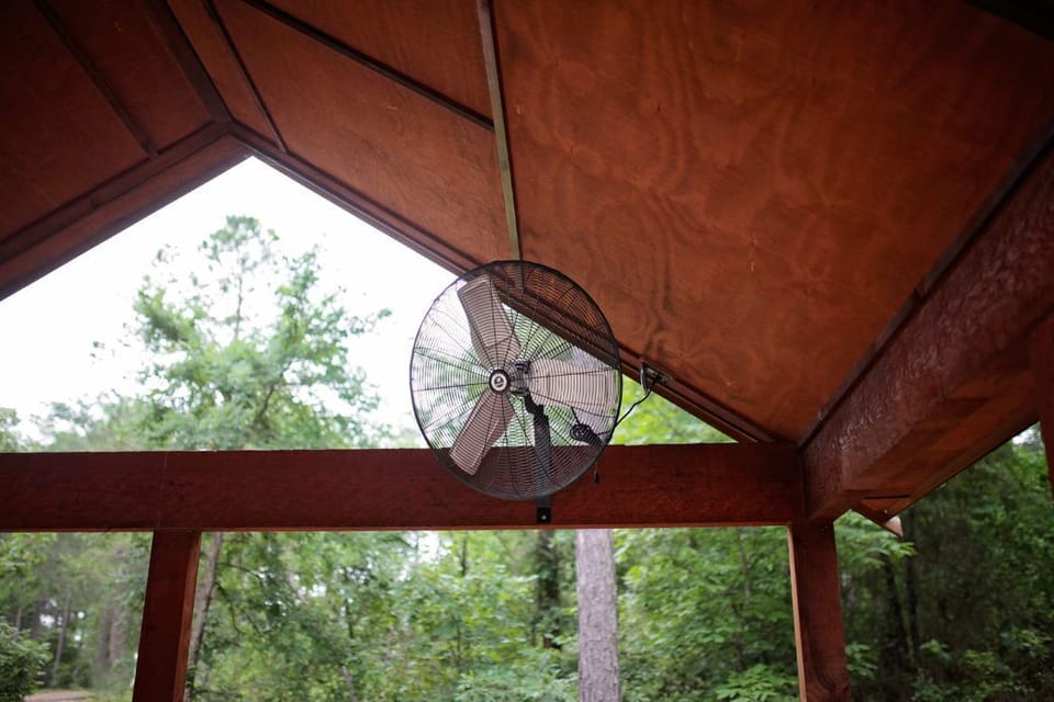 The Outdoor deck fan keeps the space cool while you relax in nature