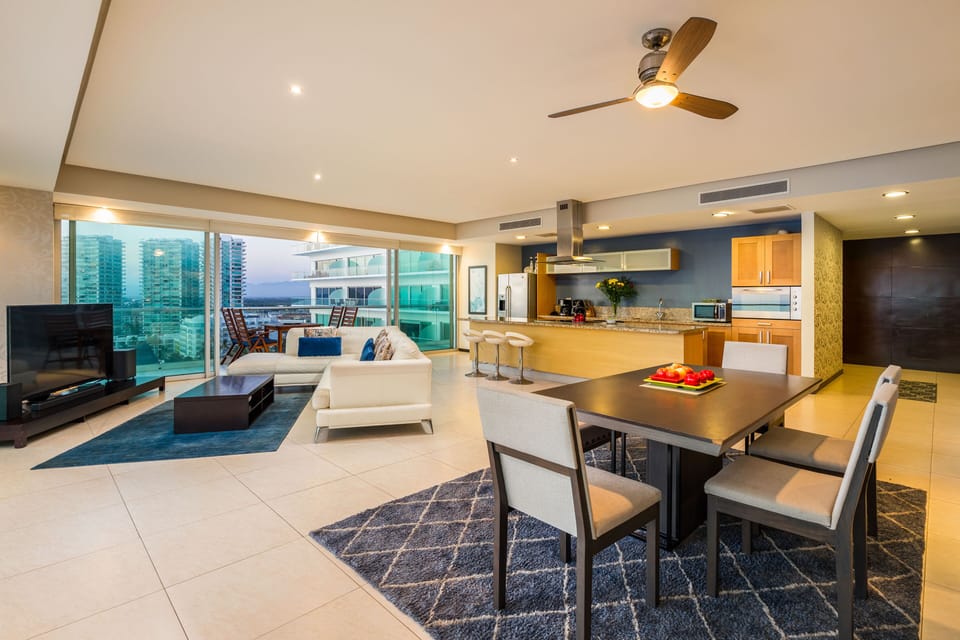 Another angle of the living and dining area