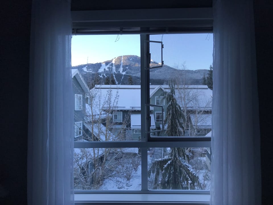 Sunset view of Whistler mountain from the primary bedroom window