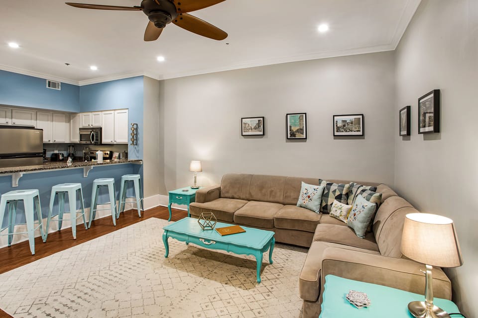 The large sectional provides seating for your entire group!
