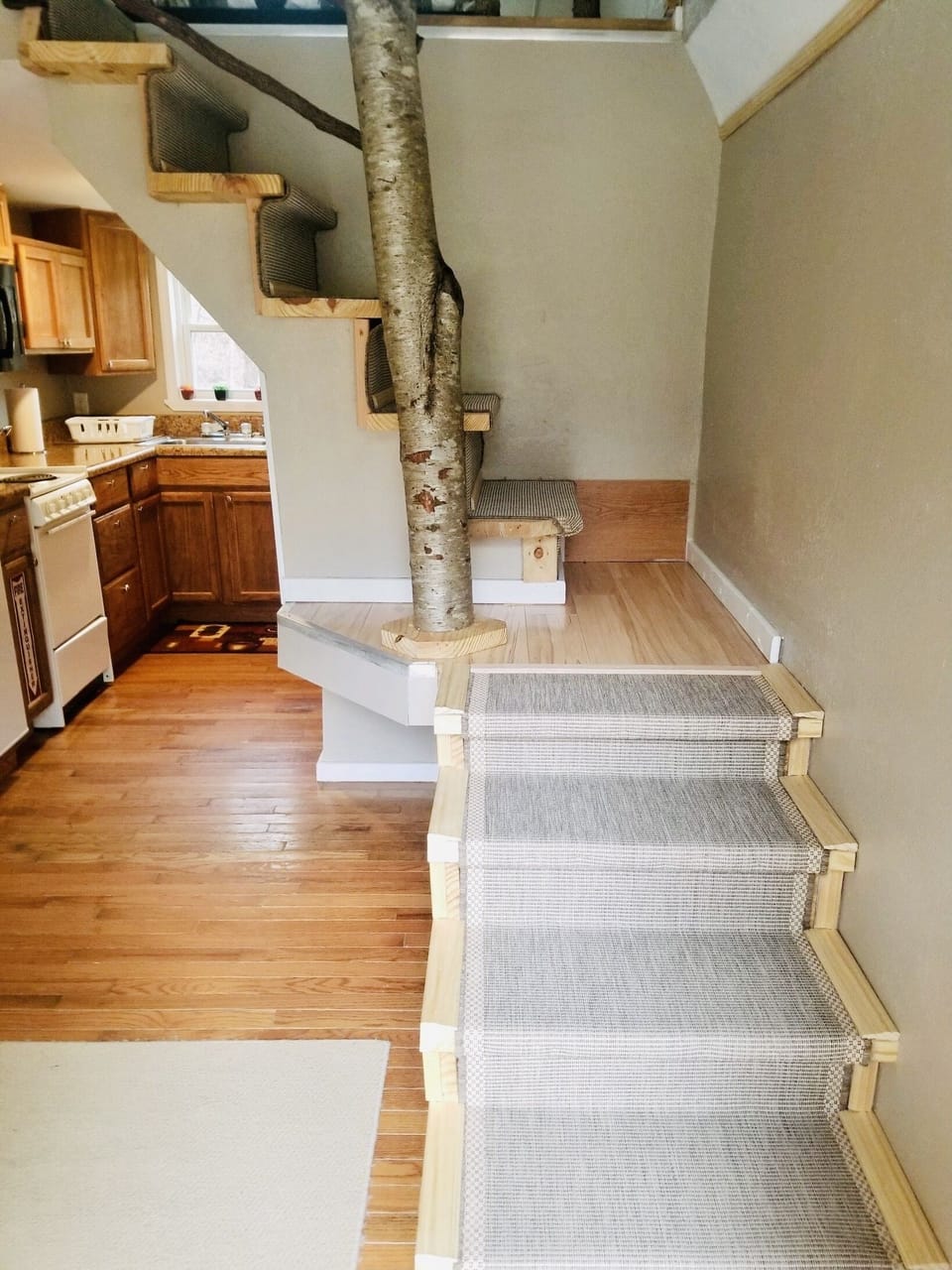 stairs leading up to the queen "bedroom" loft

