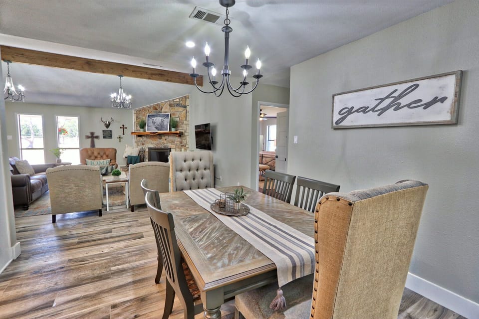 Closer view of dining room table.