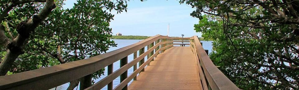 Walk thru mangroves trees to the pier at Estero Bay Park in Bonita Bay