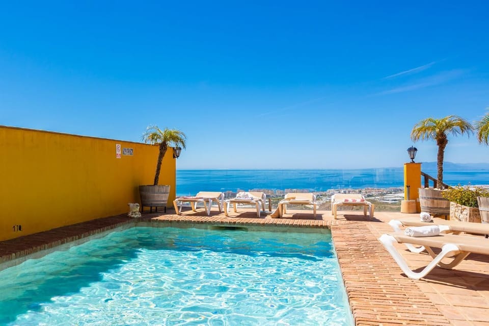 Private pool and terrace with sea views