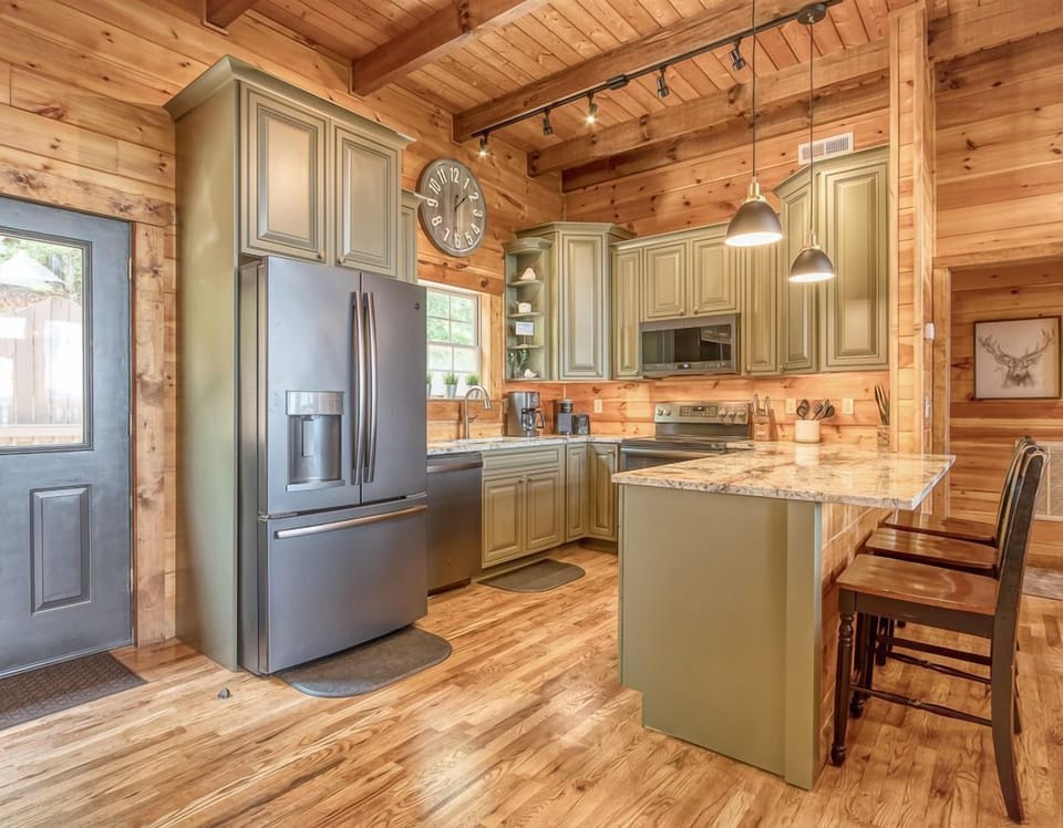 Enjoy cooking in a fully-stocked kitchen.