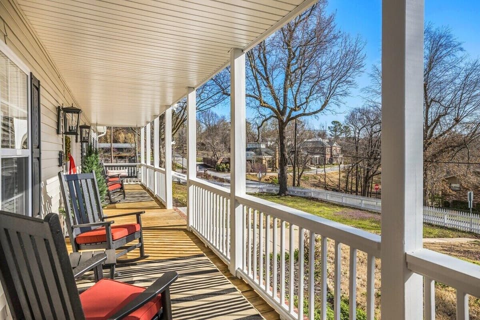Our home lives up to its namesake, the Pig Sooie Porch, with this large, double-decker front porch! This space is perfect for enjoying your morning coffee outside or relaxing at the end of an adventure-packed day.