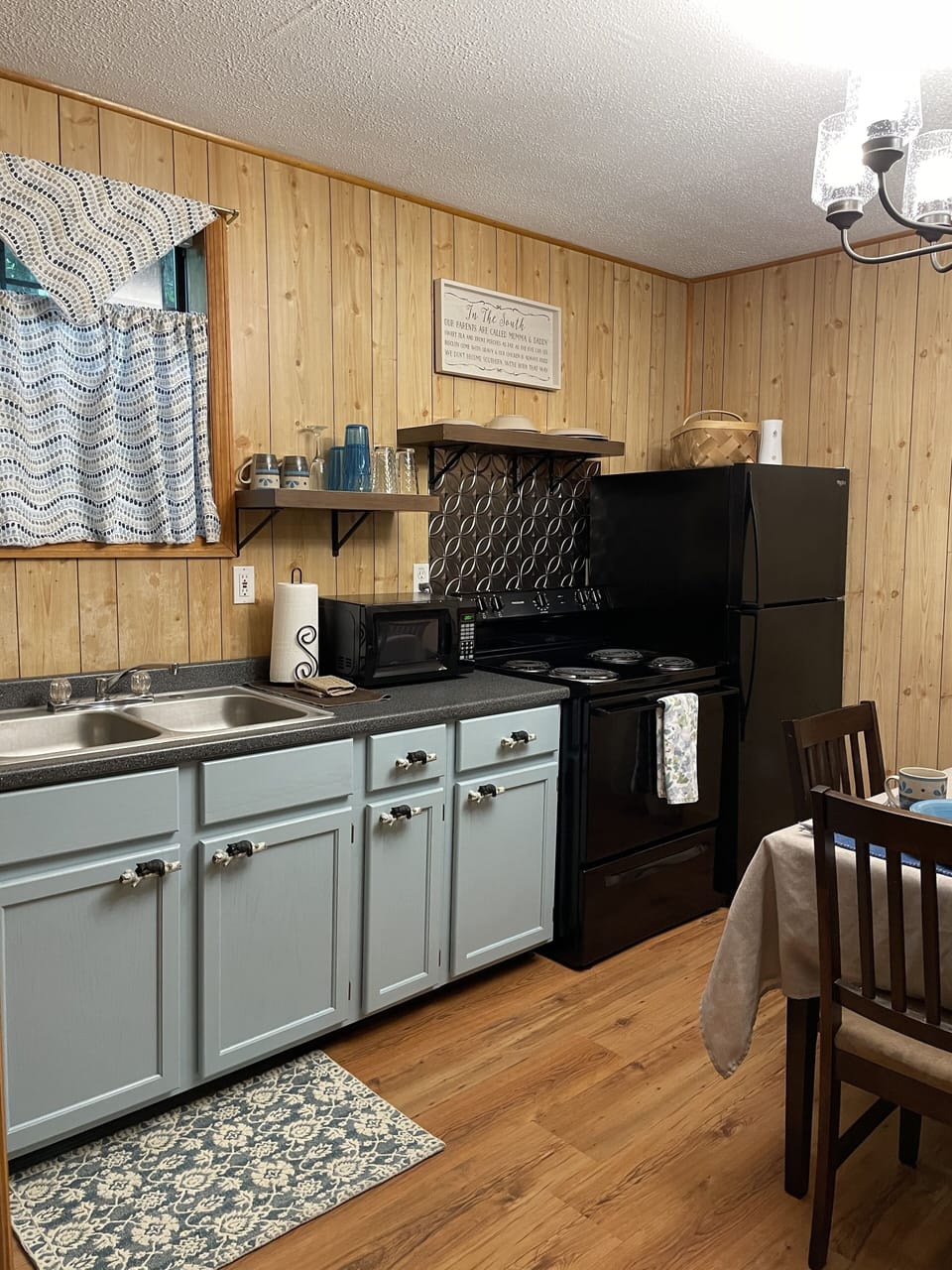 Well equipped kitchen for any meal. Complete with cookware, utensils, and dishes
