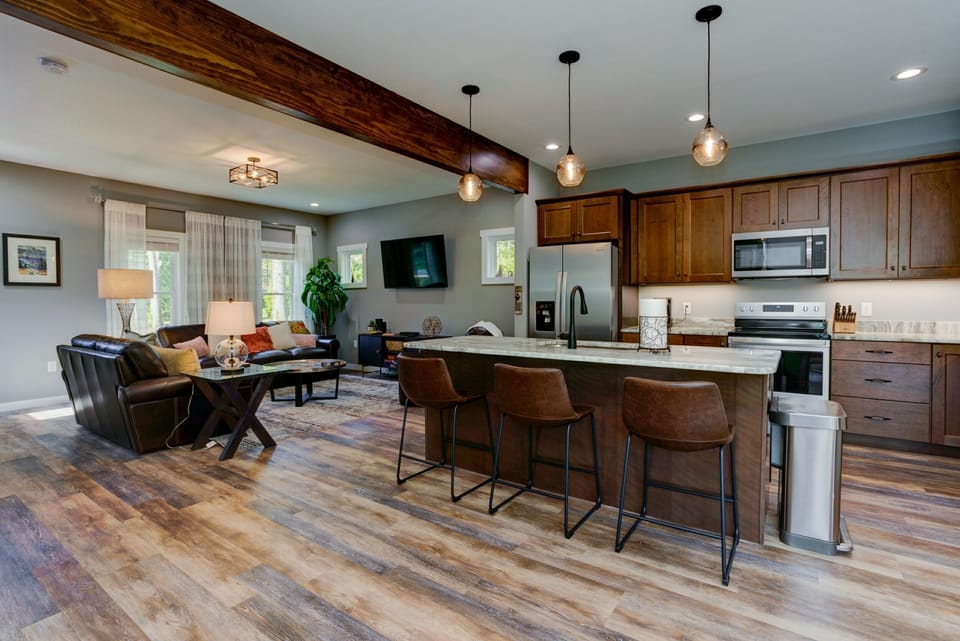 Open kitchen/great room with counter seating