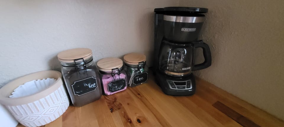 Traditional coffee pot. Coffee and filters provided. 