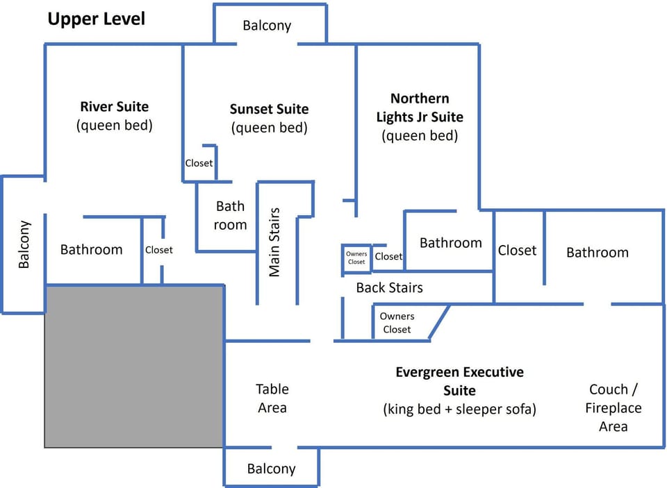 Upper level floor plan